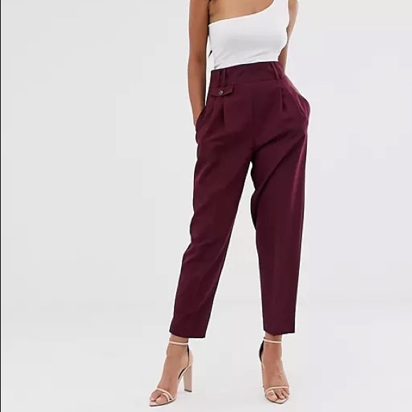 ASOS Pants - ASOS burgundy high waisted balloon pants